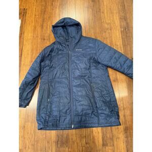 Columbia Woman’s Mighty Lite Hooded Omni Heat Packable Jacket, Plus 3x Dark Blue